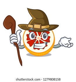Witch fresh grapefruit fruit in shape character