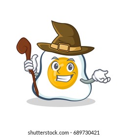 Witch fried egg character cartoon