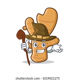 Witch ginger mascot cartoon style