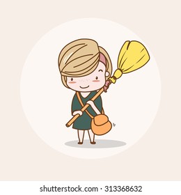 Witch Girl / Lady / Woman Isolated Vector / Image / Illustration / Drawing / Cartoon / Animation