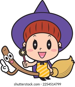 Witch girl on a broom