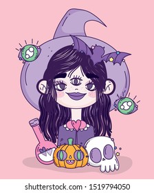 witch girl trick or treat happy halloween