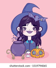 witch girl trick or treat happy halloween