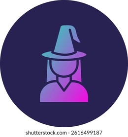 Witch Glyph Circle Gradient Icon