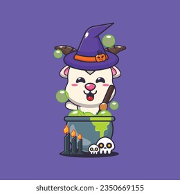 Witch goat making potion in halloween day. 