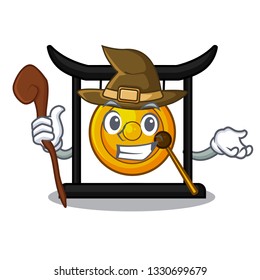 Witch golden gong isolated with the mascot