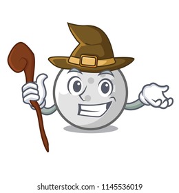 Witch golf ball mascot cartoon