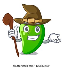 Witch green mango in the cartoon shape