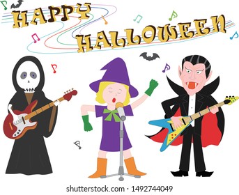 Witch, Grim Reaper and Vampire are holding a concert on Halloween Day.
