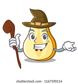 Witch half of pear isolated on cartoon