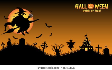 witch with halloween background