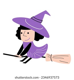 Witch . Halloween cartoon characters . Vector .