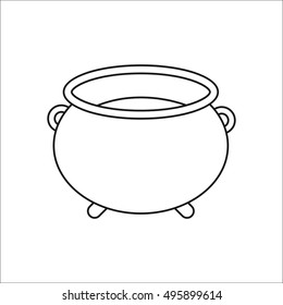 Witch halloween cauldron sign line symbol icon on background