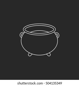 Witch halloween cauldron sign line symbol icon on background