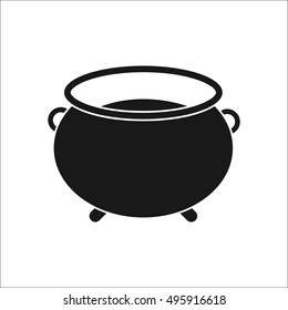 Witch halloween cauldron sign silhouette symbol icon on background