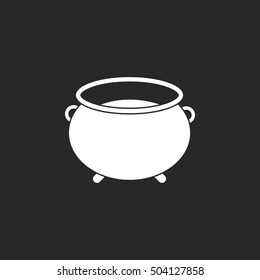 Witch halloween cauldron sign silhouette symbol icon on background