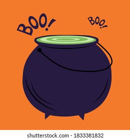 Witch Halloween cauldron vector illustration 