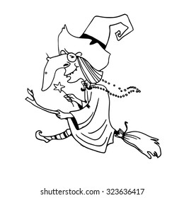 Witch. Halloween. Coloring book. 