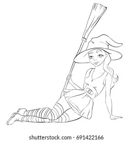 witch halloween coloring page