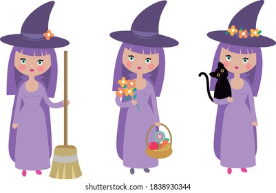 WITCH HALLOWEEN DIA DE LAS BRUJAS TEENAGE GIRL VECTOR KAREM HUAMAN