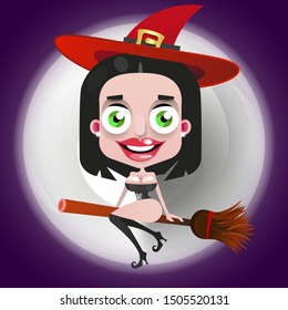 Witch Halloween, Great Design For Any Purposes. Halloween Celebration Fun Party. Spooky Halloween Silhouette. Design Illustration.