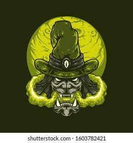 Witch Halloween Head Vector Illustration