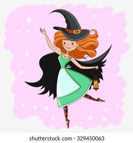 Witch/ Halloween Witch/ Little Witch. Element for design, prints and greeting cards. Halloween series