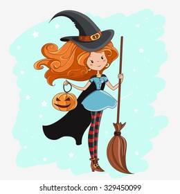 Witch/ Halloween Witch/ Little Witch. Element for design, prints and greeting cards. Halloween series