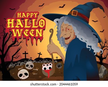 Hexenhalloween auf Vektorgrafik 