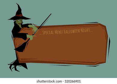 Witch and Halloween night, Background blank space special Menu, illustration vector.