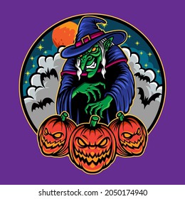 witch halloween party trick or treat vector design