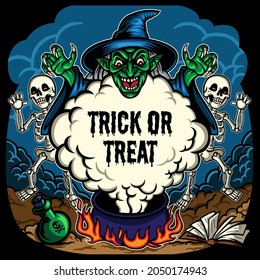 witch halloween party trick or treat vector design