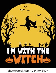 I'm with the witch halloween print template t shirt design