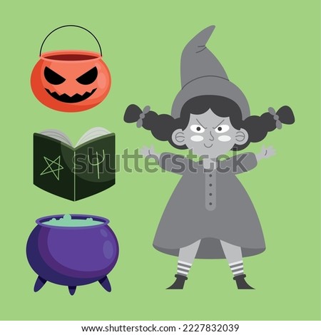 witch and halloween set icons