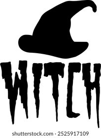 Witch halloween typography clip art design on plain white transparent isolated background for card, shirt, hoodie, sweatshirt, apparel, card, tag, mug, icon, poster or badge