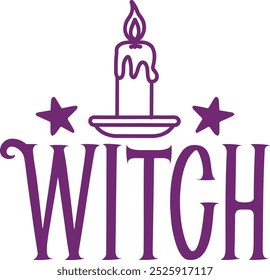 Witch halloween typography clip art design on plain white transparent isolated background for card, shirt, hoodie, sweatshirt, apparel, card, tag, mug, icon, poster or badge