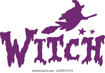 Witch halloween typography clip art design on plain white transparent isolated background for card, shirt, hoodie, sweatshirt, apparel, card, tag, mug, icon, poster or badge