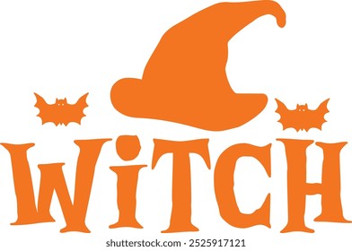 Witch halloween typography clip art design on plain white transparent isolated background for card, shirt, hoodie, sweatshirt, apparel, card, tag, mug, icon, poster or badge