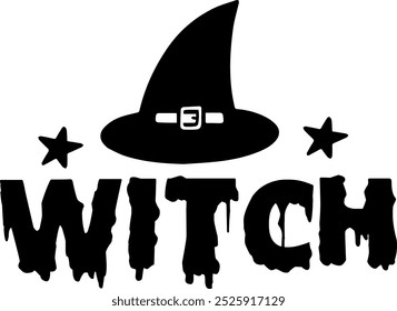 Witch halloween typography clip art design on plain white transparent isolated background for card, shirt, hoodie, sweatshirt, apparel, card, tag, mug, icon, poster or badge