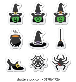 Witch Halloween vector icons set