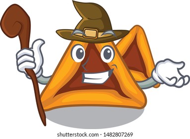Witch hamantaschen cookies isolated with the mascot