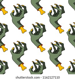 witch hand halloween seamless background pattern, vector pattern background