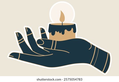 Witch hand holding candle. Deepawali candle, Deepavali celebration. Happy Halloween elements