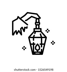 witch hand holding lamp icon, vector and illustration