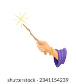 Witch Hand Holding Magic Wand Symbol Cartoon Illustration Vector