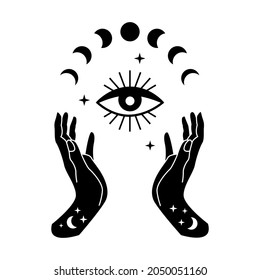 Witch Hands Evil Eye Moon Phase Stock Vector (Royalty Free) 2050051160 ...