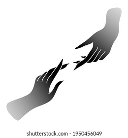 Gradiente de manos brujas. Manos femeninas elegantes con un estilo minimalista y plano. Gestos. Logotipos para cosméticos, joyas, productos de belleza, spa, manicura. Vector de boho dibujado a mano.