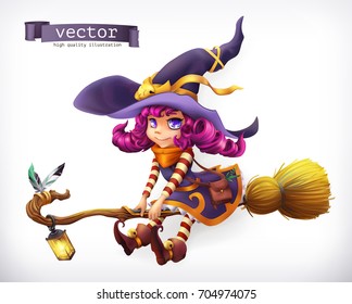 Witch. Happy Halloween, 3d vector icon