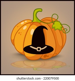 witch hat, banner and background for pumpkins for Halloween