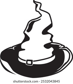 Witch hat black icon. Wizard line symbol